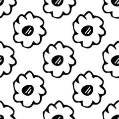 Fototapeten Summer seamless pattern with flowers doodle for decorative print, wrapping paper, greeting cards, wallpaper and fabric © Daria Shane