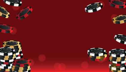 Casino social media banner design decorated with pocker chips.