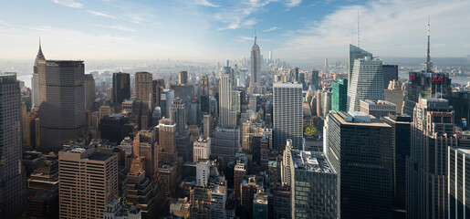 Blick vom Top of the Rock, Empire State Building, Rockefeller Center, Manhatten, New York City, New York, USA - obrazy, fototapety, plakaty