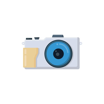 Simple camera icon full color flat design style isolated by white color