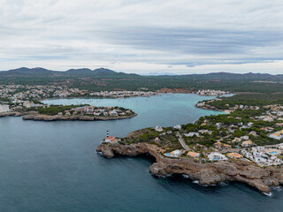 Fototapeta premium Porto Colom aerial view, Majorca, Balearic Islands