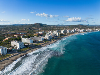 Fototapeta na wymiar Aerial view of Cala Millor. Turistic town in Majorca, Balearic Islands