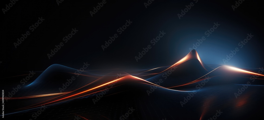 Aufkleber futuristic and technology concept background, abstract shapes and lines in a dark environment. glowi