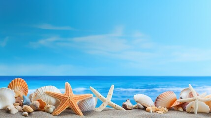 Fototapeta na wymiar Sea shells and starfish