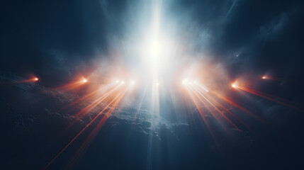 Abstract background with lights burst, laser lights and fog 