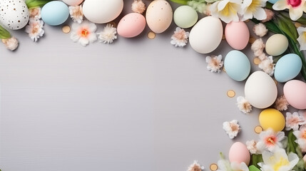 easter eggs and flowers border 