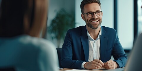 Image of businessmen consulting smiling 
