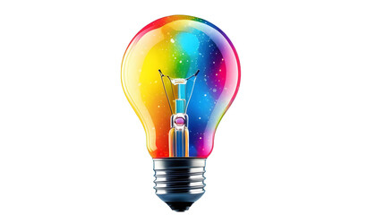 Colorful light bulb on PNG background 