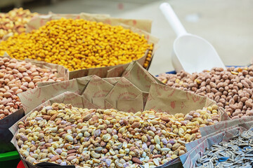 Pistachio nut and nut mix at Egypt bazaar. Istanbul, Turkey (Turkiye)