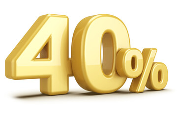 40 percentage off sale discount number gold 3d render