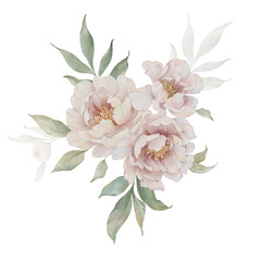 Watercolor peony bouquet - obrazy, fototapety, plakaty