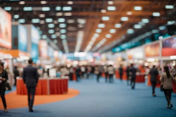 Fotobehang Abstract blur people in trade show expo background, business and industrial concept © Viewvie