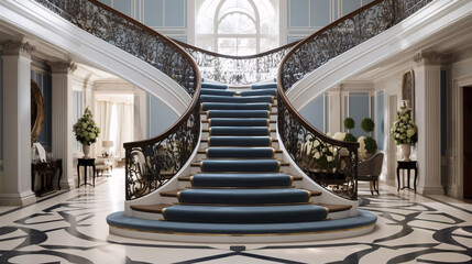 A Grand Staircase with Elegant Railings and New Treads 