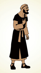 Jewish man in old clothes. Vector drawing
