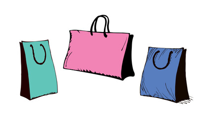 Paper bag for shopping. Vector drawing