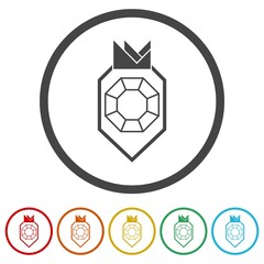 Diamond shield protection logo. Set icons in color circle buttons