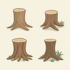 Set of cut trunk vector © richorzo