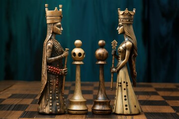 Iconic King queen chess. Game success. Generate Ai