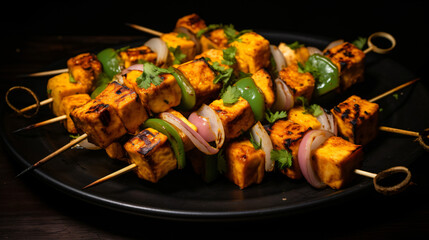 Paneer tikka is an Indian grilled dish