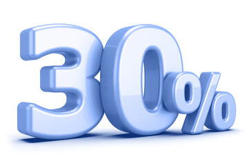 30 percentage off sale discount number blue 3d render