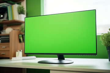 a blank an empty monitor led LCD screen for mockup in office