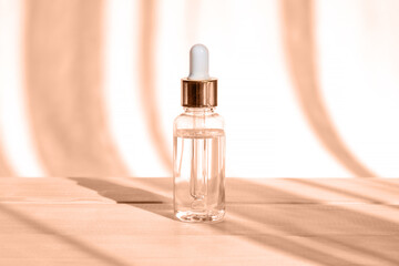 Natural oil cosmetics. Dropper glass Bottle Mock-Up. Oily cosmetic pipette. Face and body...