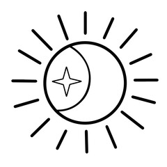 Icon. Sun and moon. Equinox. Symbol. Sign.