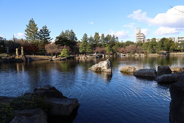 A Japanese garden in Nagoya City in Aichi Prefecture : a scene of Tokugawa-en...
