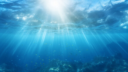 Fototapeta na wymiar Sunny blue underwater background