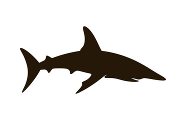 A hammerhead shark silhouette Vector isolated on a white background