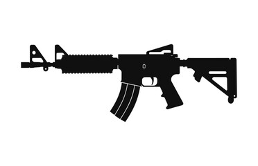 A machine gun Silhouette Vector isolated on a white background