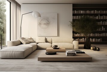 Aesthetic Living room plants minimalism. Interior design. Generate Ai