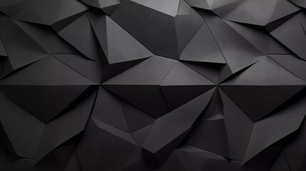 Abstract 3d texture, black concrete cement wall background, faceted texture, macro panorama, wide panoramic geometric wallpaper 