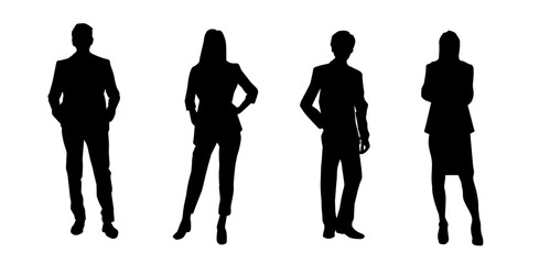 Silhouette collection of business people or corporate worker in stylish suit and pose.