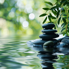 Fototapeta na wymiar Health and Wellness Themed Imagery with Peaceful Natural Settings and Symbols of Tranquility