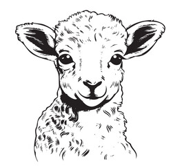 Farm cute lamb hand drawn sketch Vector animals © BigJoy