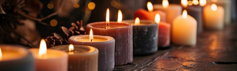 Various candles banner  - obrazy, fototapety, plakaty