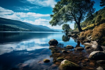 Fototapeta na wymiar Loch ness lake. Nature water. Generate Ai