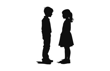 A brother and Sister Silhouette vector isolated on a white background