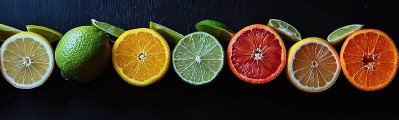 Variety of citrus banner - obrazy, fototapety, plakaty