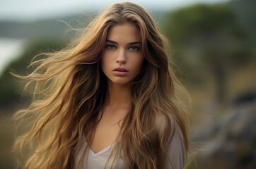 Naklejka premium Creative Curly teenage desktop work. Female desk internet student office. Generate Ai