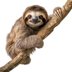Foto op Plexiglas A sloth holding on a branch of a tree © homeofpng
