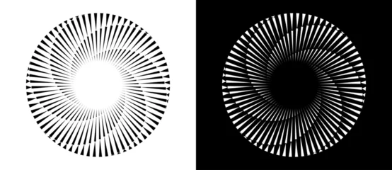 Zelfklevend Fotobehang Abstract background with lines in circle. Art design spiral as logo or icon. A black figure on a white background and an equally white figure on the black side. © Mykola Mazuryk