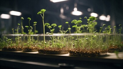 Seeds growing inside a lab