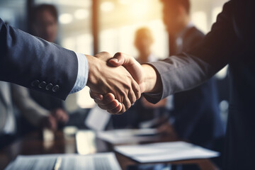 Businessmen making handshake with partner, greeting, dealing, merger and acquisition, business joint venture concept, for business - obrazy, fototapety, plakaty