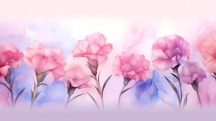 Watercolor carnation flower background banner, decorative flower background pattern, PPT background