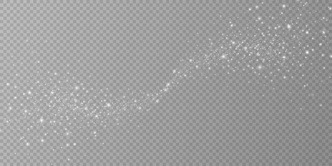 	
Particles of white magic dust. Shining light particles.Christmas glitter particles. Light effect on a transparent background	