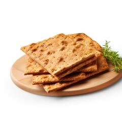 Fototapeta premium Swedish crispbread, knickered with white background.