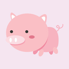 illustration of cute baby pig animal