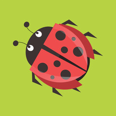 illustration of ladybug on a green leaf